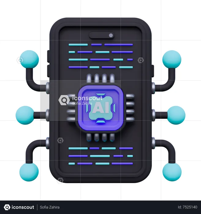 Artificial Intelligence Mobile  3D Icon