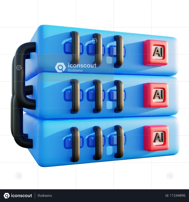 Artificial Intelligence Processes Data  3D Icon