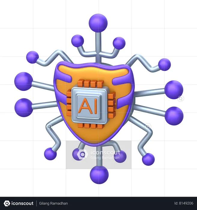 Artificial Intelligence Security  3D Icon