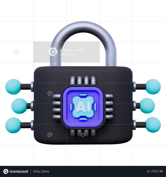 Artificial Intelligence Security  3D Icon