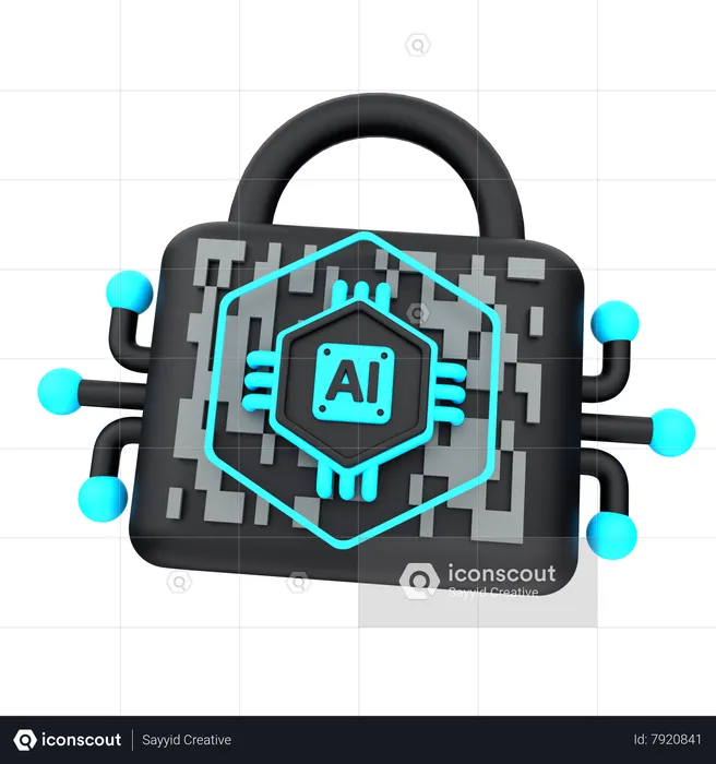 Artificial Intelligence Security  3D Icon
