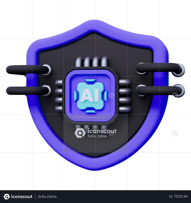 Artificial Intelligence Shield  3D Icon