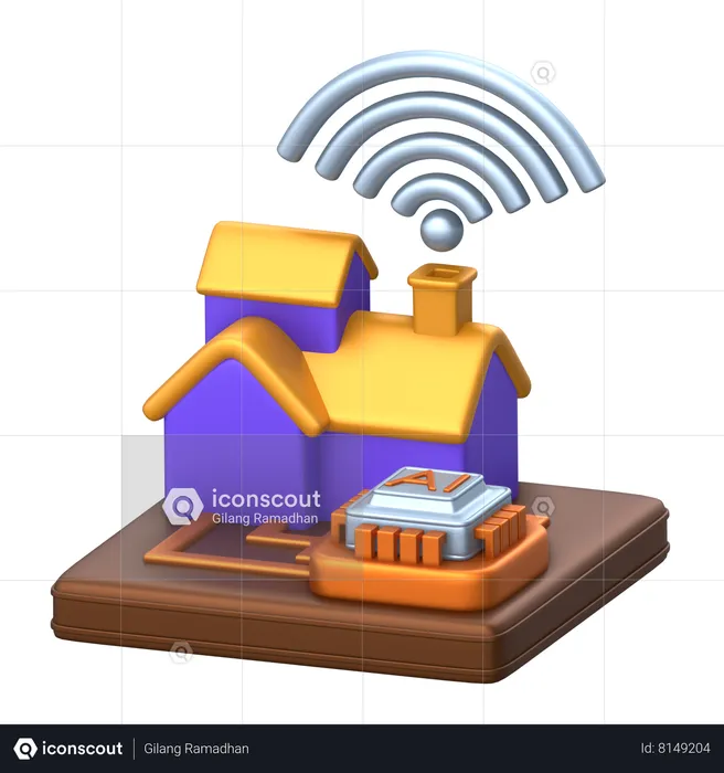 Artificial Intelligence Smart Home  3D Icon