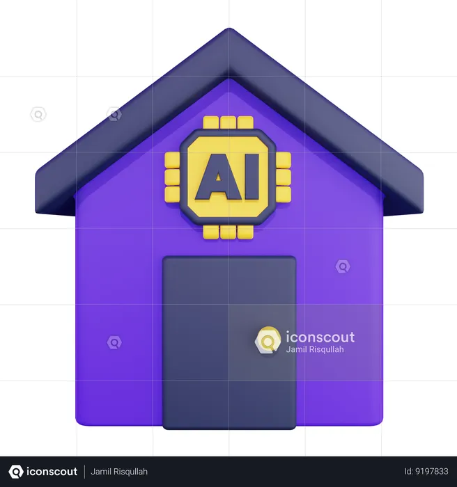 Artificial Intelligence Smart Home  3D Icon