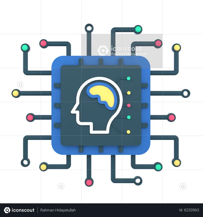 Artificial intelligence thought processing  3D Icon