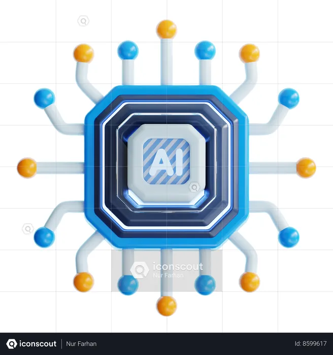 ARTIFICIAL INTELLIGENT CHIP  3D Icon