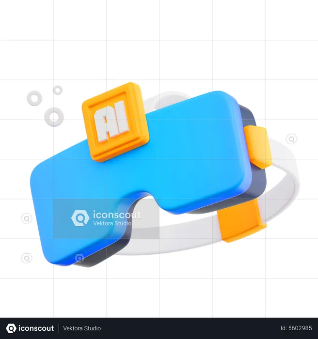 Artificiall Intelegence VR Headset Illustrations  3D Icon
