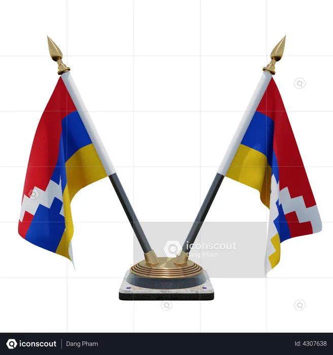 Artsakh Double Desk Flag Stand Flag 3D Icon