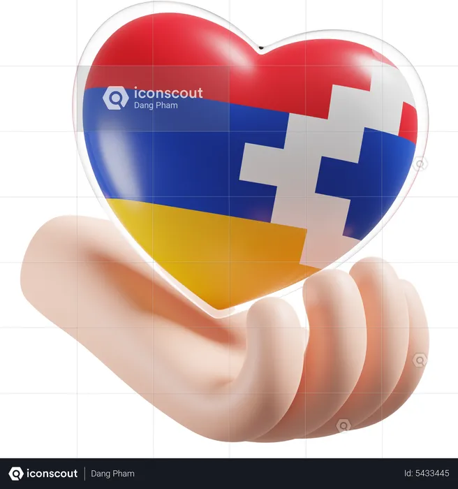 Artsakh Flag Heart Hand Care Flag 3D Icon