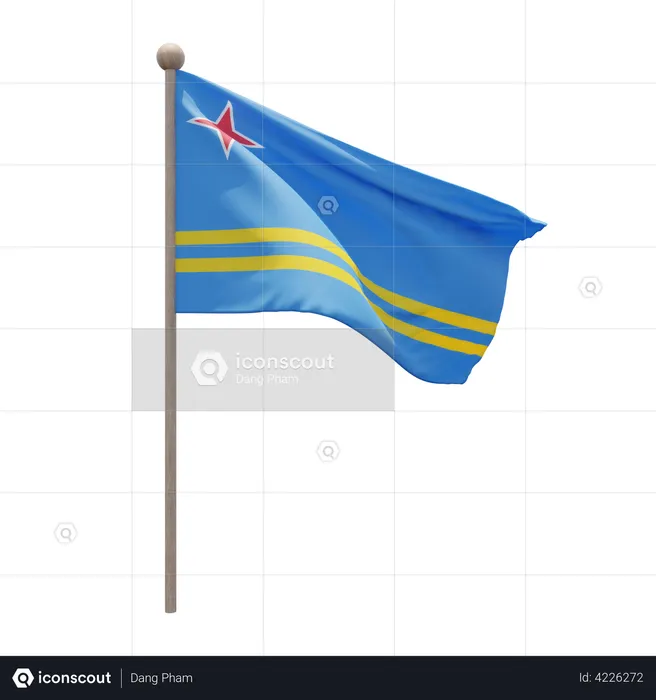 Aruba Flag Pole  3D Illustration