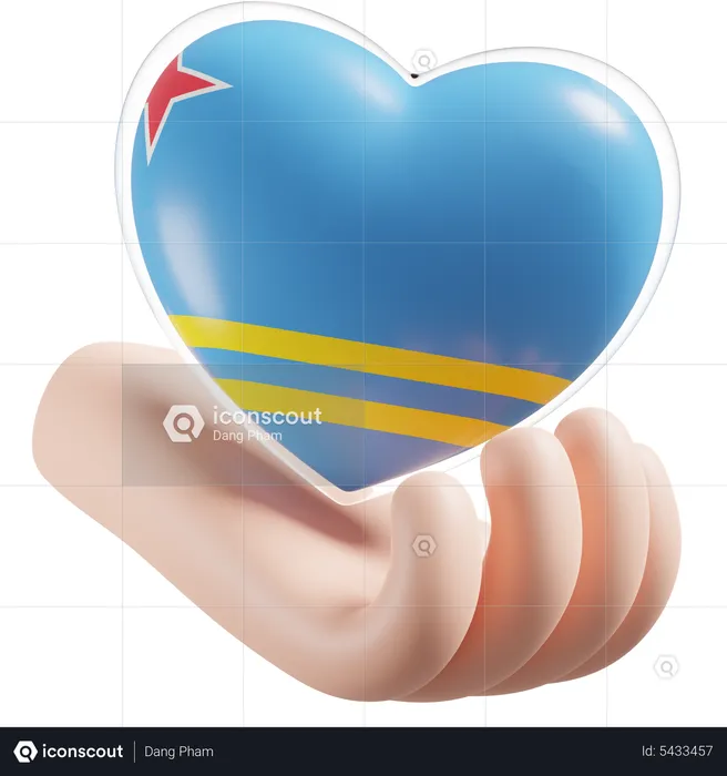 Aruba Flagge Herz Handpflege Flag 3D Icon