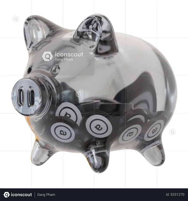 Arweave (AR) Clear Glass Piggy Bank  3D Icon