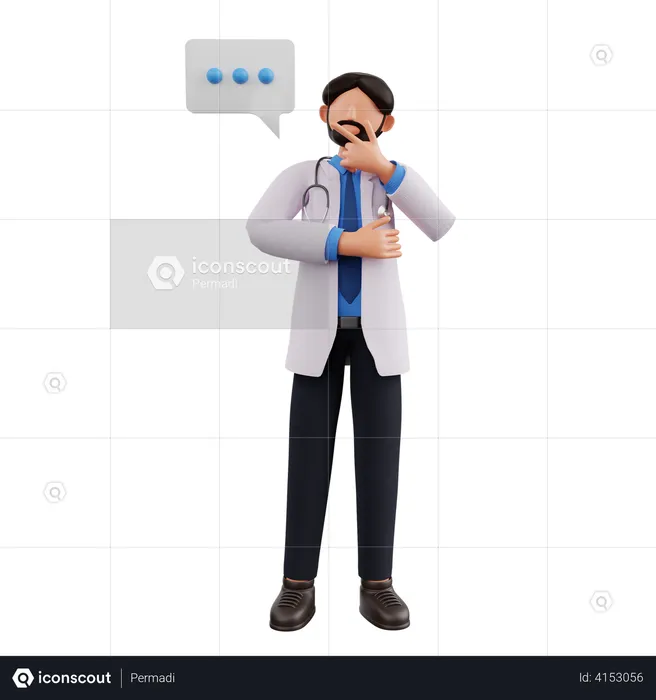 Arzt denkt etwas  3D Illustration