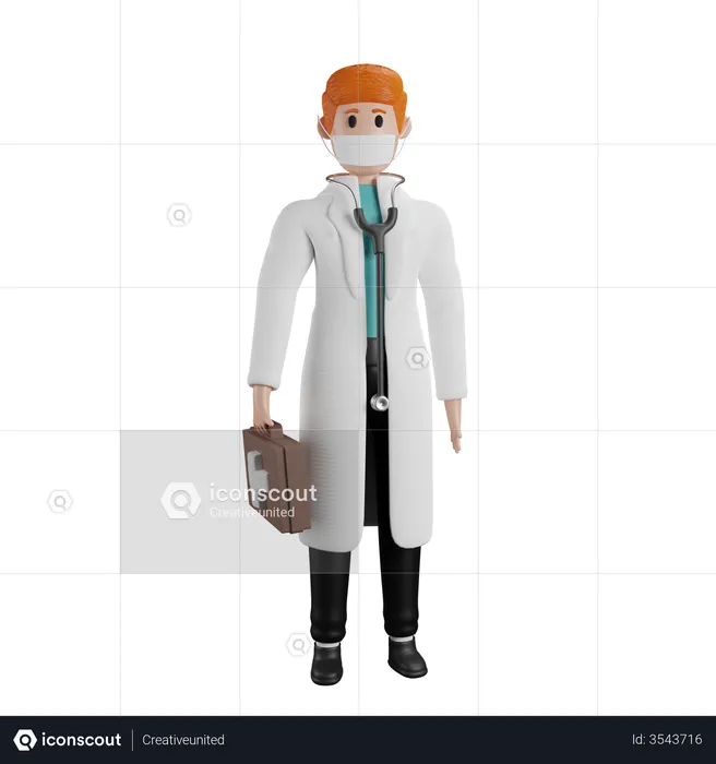 Arzt hält medizinische Ausrüstung  3D Illustration