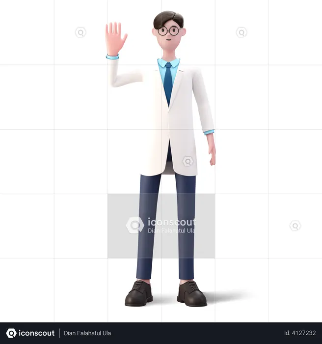 Arzt hebt die Hand  3D Icon
