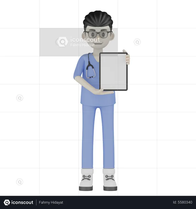 Arzt zeigt Gesundheitsbericht  3D Illustration