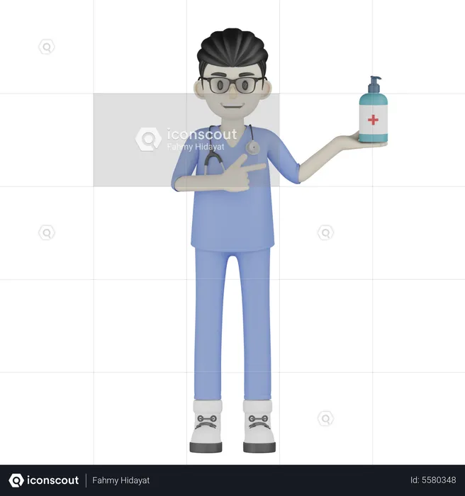 Arzt zeigt Medizin  3D Illustration