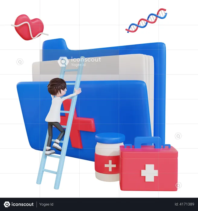 Arzt findet Krankenakte  3D Illustration