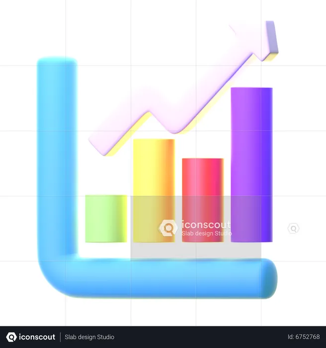 Ascending Box Chart  3D Icon