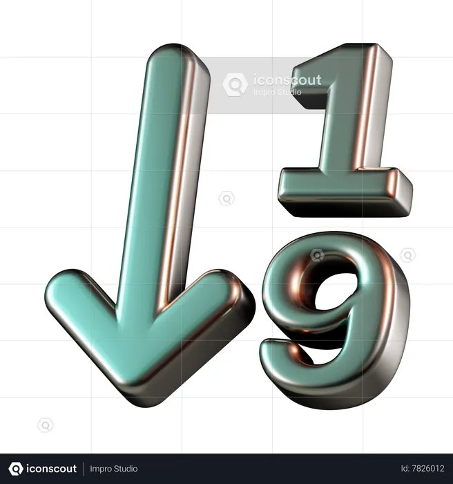 Ascending Number Arrow  3D Icon