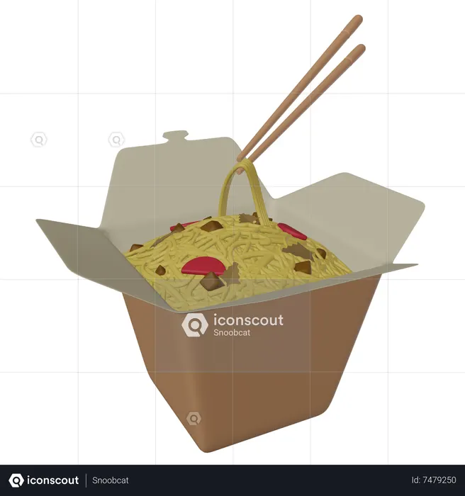 Asian Noodle Box  3D Icon