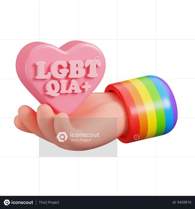 Mano sosteniendo el corazón LGBTQ  3D Icon
