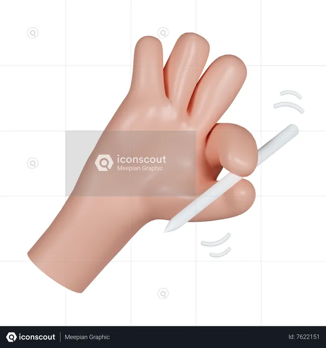 Mano sostiene un bolígrafo digital Emoji 3D Icon