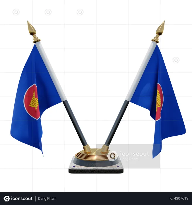 Association of Southeast Asian Nations Double Desk Flag Stand Flag 3D Flag