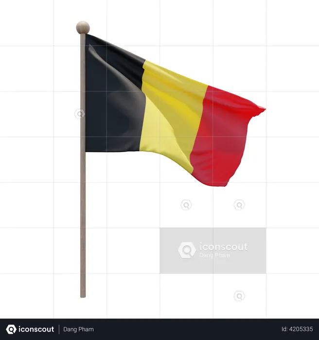 Asta de bandera de bélgica  3D Flag