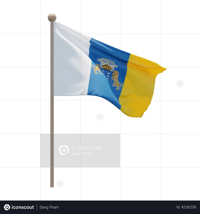 Asta de bandera de las islas canarias  3D Flag