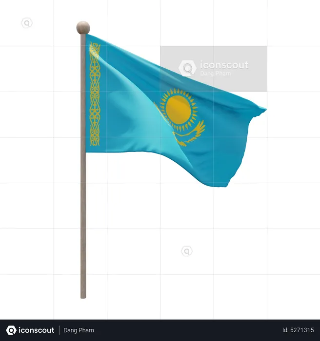 Asta de bandera de Kazajstán Flag 3D Icon