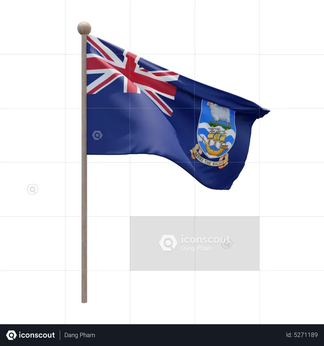 Asta de bandera de las islas malvinas Flag 3D Icon