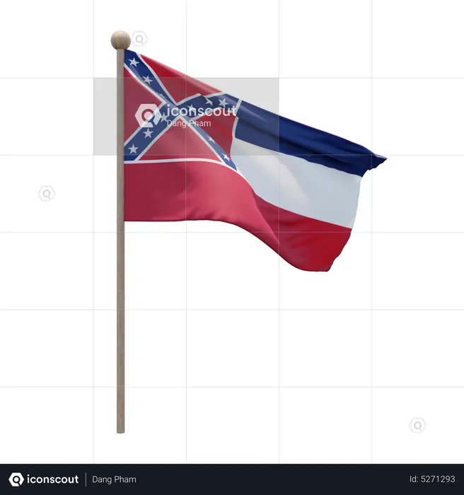 Asta de bandera de Mississippi Flag 3D Icon