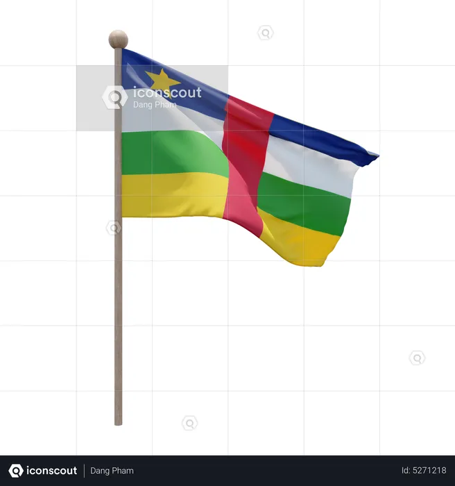Asta de bandera de la república centroafricana Flag 3D Icon