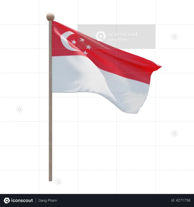 Asta de bandera de singapur Flag 3D Flag