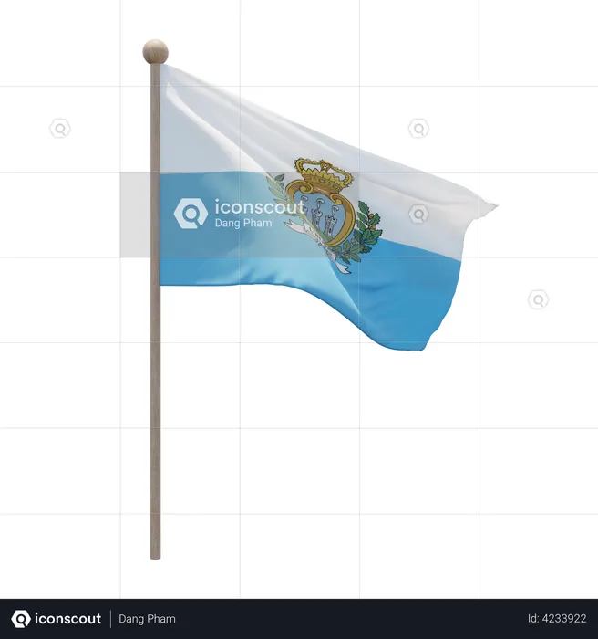 Asta de bandera de san marino  3D Flag