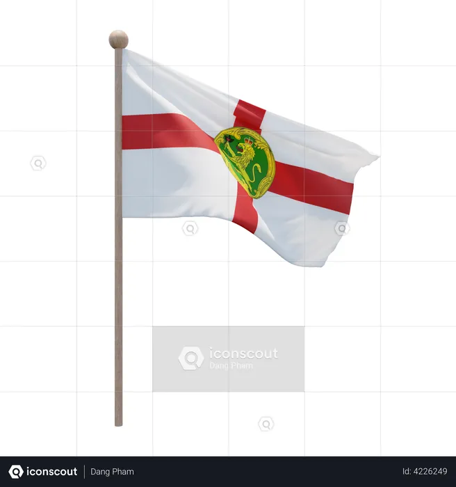 Asta de bandera de alderney  3D Flag