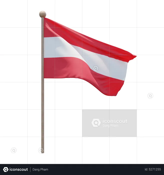 Asta de bandera de austria Flag 3D Icon