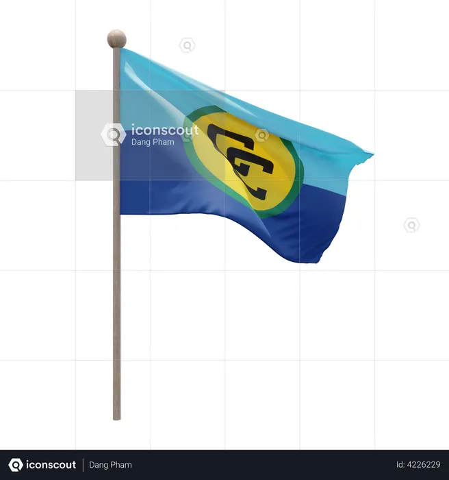 Asta de bandera de la comunidad caribeña  3D Flag