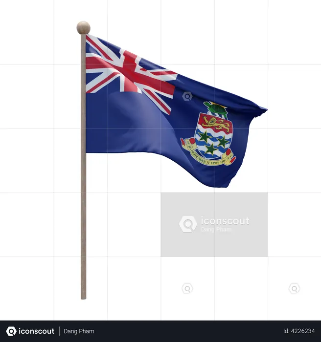 Asta de bandera de las islas caimán  3D Flag