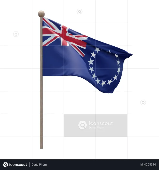 Asta de bandera de las islas cook  3D Flag