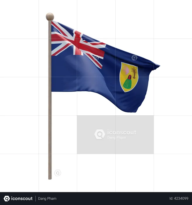 Asta de bandera de las islas turcas y caicos  3D Flag