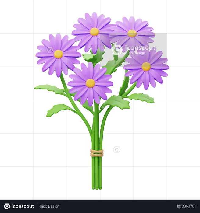 Aster Bouquet  3D Icon