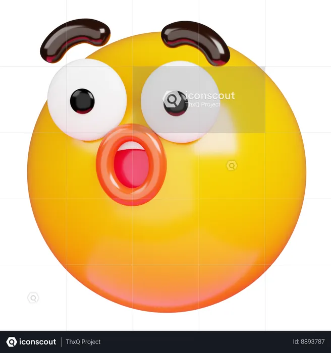 Astonished Face Emoji 3D Icon