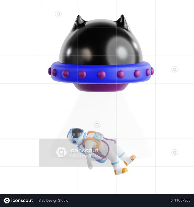 Astronaut And Ufo  3D Icon