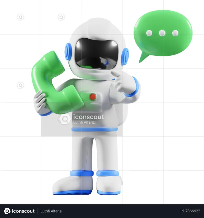 Astronaut calling via phone  3D Illustration