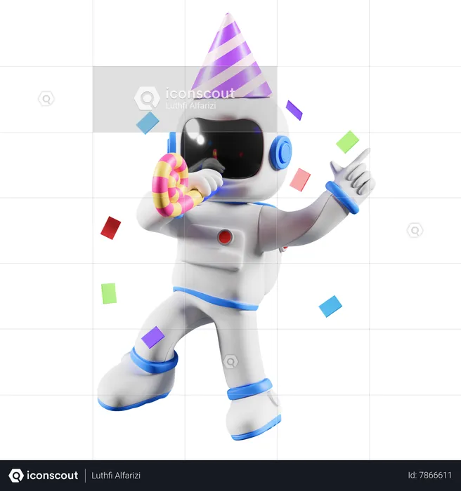 Astronaut celebrating at party  3D Illustration