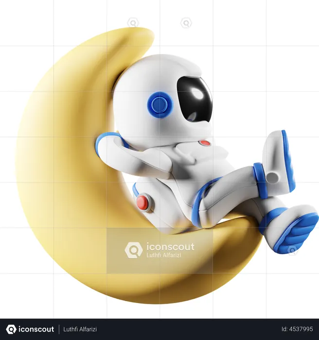 Astronaut chillt auf dem Mond  3D Icon