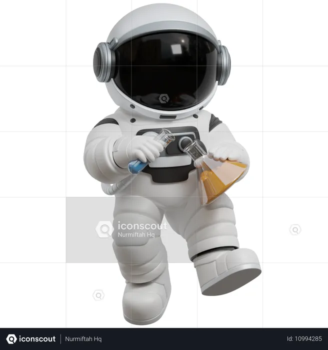 Astronaut Conducting Experiments  3D Illustration