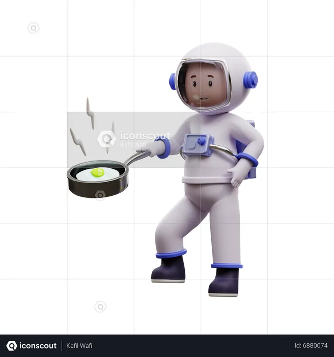Astronaut Cooking  3D Illustration